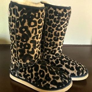 Betty-Lu Ugg-like leopard boots.